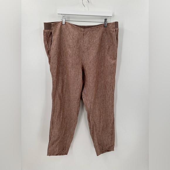 J. Jill Brown Linen Pants Plus Size 2X - Picture 2 of 5